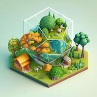 3d Illustration von Konzept Ökologie, ai generativ foto