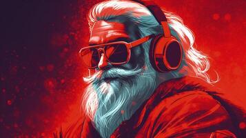 cool Santa dj. Illustration ai generativ foto