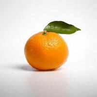 ein Orange mit ein Blatt generativ ai generiert foto