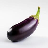 ein lila Aubergine mit ein Grün Stengel generativ ai generiert foto