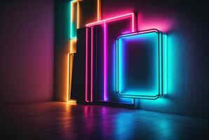 realistisch Hintergrund mit Neon- Licht. generativ ai foto