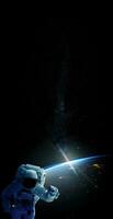 Astronaut und Räume Hintergrund. Elemente von diese Bild möbliert durch NASA. foto