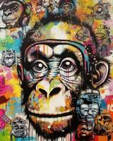 stilisiert und visuell auffällig 2d Stil Bild von ein Affe..erschaffen mit generativ ai foto