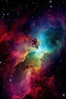 unglaublich schön Galaxis im äußere Raum. Nebel Nacht sternenklar Himmel im Regenbogen Farben. Mehrfarbig äußere Raum..erstellt mit generativ ai foto