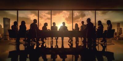 das Geschäft Menschen sind Treffen im das Konferenz Zimmer mit ai generiert. foto