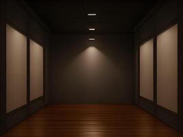 leeren Studio Zimmer mit Beleuchtung. generativ ai foto