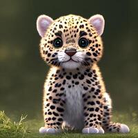 süß winzig wenig Leopard Jungtier , generativ ai foto
