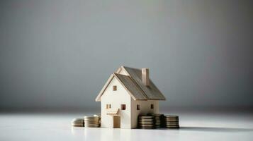 Konzept Investition im echt Anwesen. Speichern Geld zu Kaufen ein Neu heim. foto