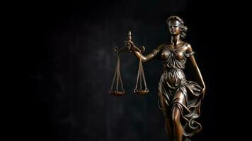 Gesetz und Gerechtigkeit Konzept Bild. themis, Symbol von Gesetz auf dunkel Hintergrund. foto