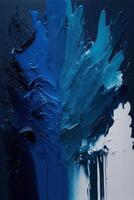 schließen oben von ein Gemälde von Blau und Weiß malen. generativ ai. foto