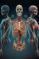 Diagramm von das Anatomie von das Mensch Körper. generativ ai. foto