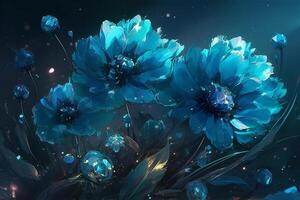 Blau Blume mit verwischen Hintergrund, ai generiert foto