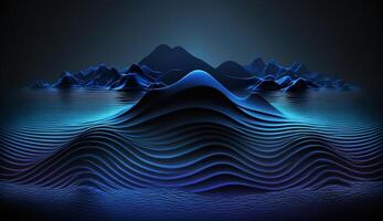 abstrakt modern dunkel Blau Digital Welle Hintergrund, ai generiert foto