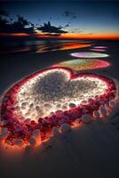 Herz gemacht aus von Kieselsteine auf das Strand. generativ ai. foto