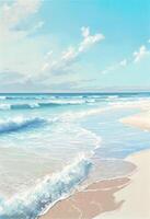 Gemälde von ein Strand auf ein sonnig Tag. generativ ai. foto