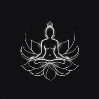 Logo von Yoga. Lotus Blume Logo mit Mensch Silhouette. ai generiert. foto