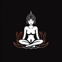 Logo von Yoga. Lotus Blume Logo mit Mensch Silhouette. ai generiert. foto