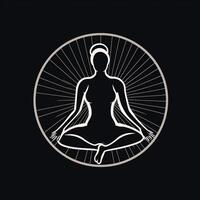 Logo von Yoga. Lotus Blume Logo mit Mensch Silhouette. ai generiert. foto
