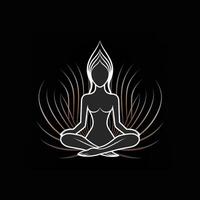 Logo von Yoga. Lotus Blume Logo mit Mensch Silhouette. ai generiert. foto