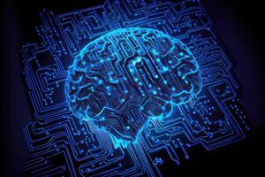 nervös System im das Mensch Gehirn ist angetrieben durch künstlich Intelligenz. Geschäft und medizinisch Gesundheit Konzept. generativ ai foto