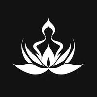 Logo von Yoga. Lotus Blume Logo mit Mensch Silhouette. ai generiert. foto