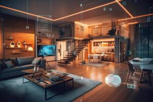 ein Leben Zimmer mit ein futuristisch Design foto