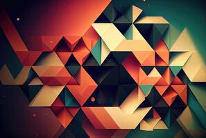bunt Orange Blau Grün und Weiß Farben Low-Poly abstrakt Hintergrund von geometrisch Form. generativ ai foto