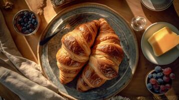 lecker Croissant. Illustration ai generativ foto