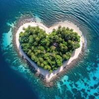 Herz gestalten Insel. Illustration ai generativ foto