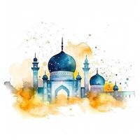 abstrakt eid Mubarak Aquarell Hintergrund. Illustration ai generativ foto