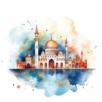 abstrakt eid Mubarak Aquarell Hintergrund. Illustration ai generativ foto