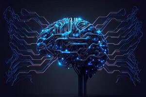 nervös System im das Mensch Gehirn ist angetrieben durch künstlich Intelligenz. Geschäft und medizinisch Gesundheit Konzept. generativ ai foto
