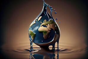 Welt Wasser Tag mit Ökologie Erde Hintergrund. Umgebung Erhaltung und global Schutz Konzept. generativ ai foto