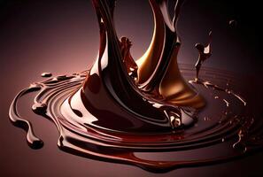 dunkel Schokolade spritzen. Essen und Kochen Konzept. generativ ai foto