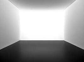 Innere von ein leeren Weiß Studio Zimmer. generativ ai foto