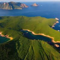 schön Insel im Ozean, generativ ai foto