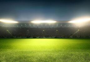 Fußball Stadion mit Erleuchtung, generativ ai foto