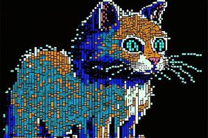 groß Pixel retro Zentralprozessor Katze Illustration generativ ai foto