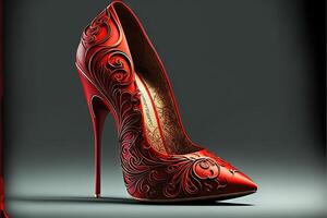 Valentinstag Tag rot Frauen Schuhe mit hoch Absätze generativ ai foto
