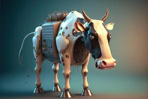 Roboter Kuh von das Zukunft geben Milch Illustration generativ ai foto
