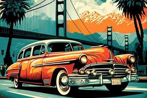 Kunst alt Stil san Francisco retro Design Illustration generativ ai foto