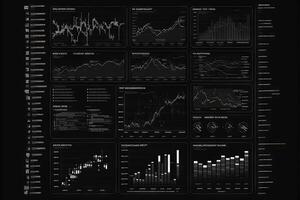 abstrakt Geschäft Diagramm mit Trend Linie Graph und Lager Zahlen Illustration generativ ai foto