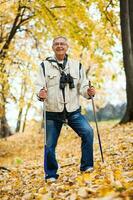 ein Senior Mann Wandern foto