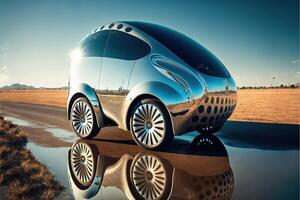 kugelförmig glänzend Auto von das Zukunft Illustration generativ ai foto