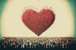 tausend von Herzen rot Liebe Valentinstag Tag Konzept Illustration generativ ai foto
