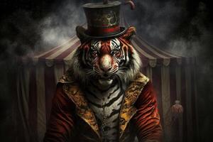 Tiger Zirkus Tier Illustration generativ ai foto