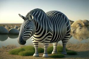 Fett Zebra Illustration generativ ai foto