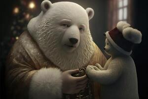 Weiß Polar- Bär Santa claus Weihnachten Kleid generativ ai foto