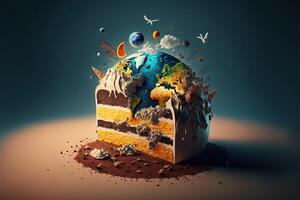 Welt Kuchen Tag Illustration generativ ai foto