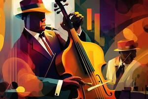 International Welt Jazz Tag Poster Design abstrakt Illustration generativ ai foto